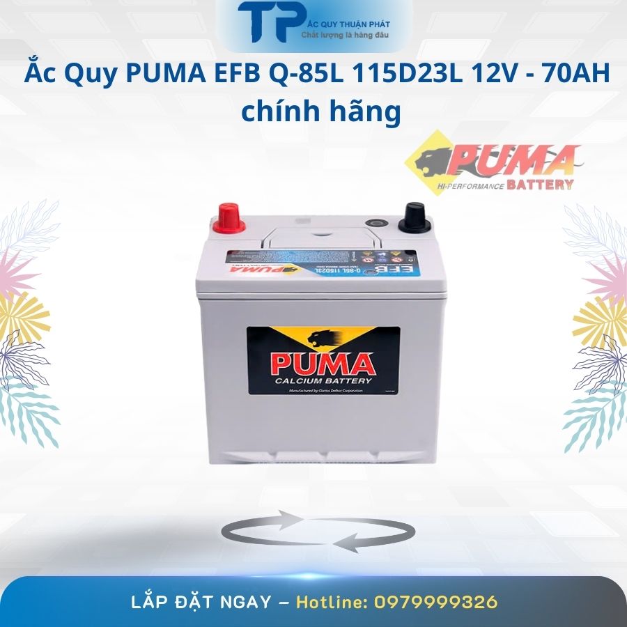 Ắc Quy PUMA EFB Q85L 115D23L 12V - 70AH chính hãng