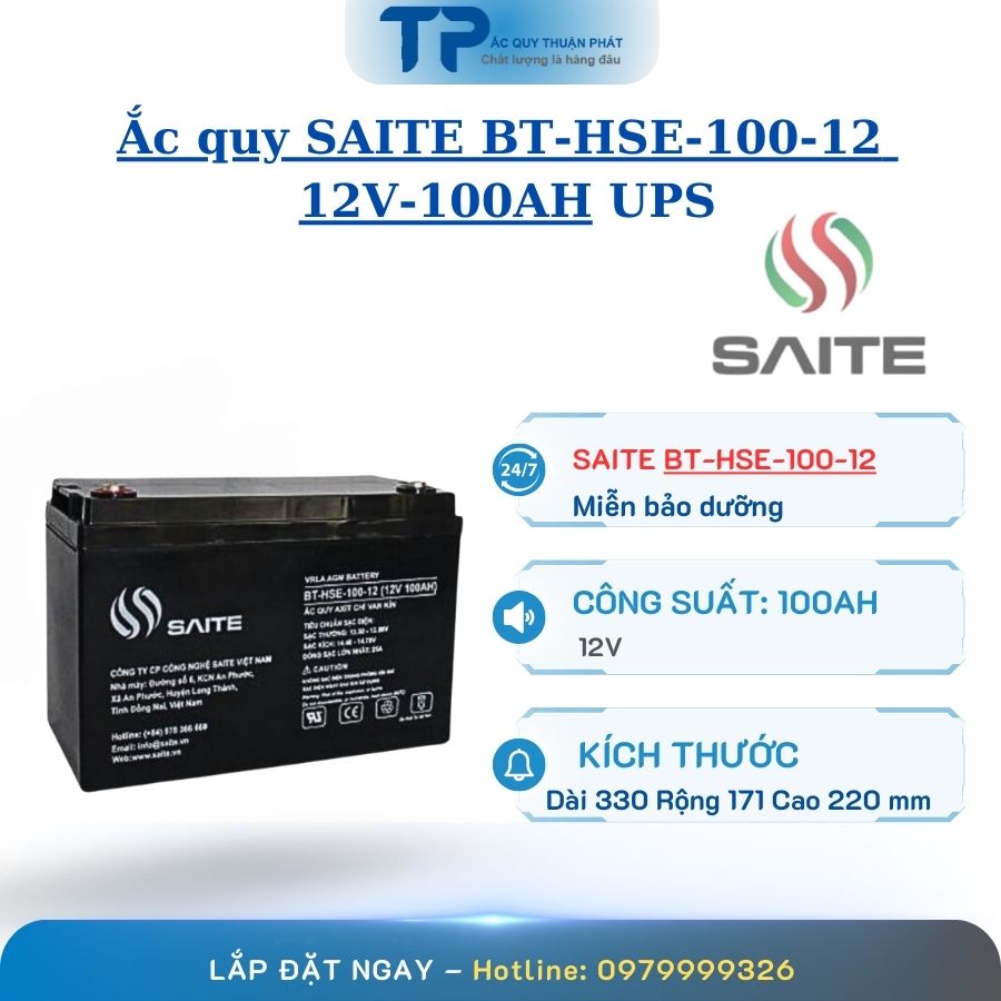 Ắc Quy Saite BT-HSE-100-12 12V - 100AH UPS