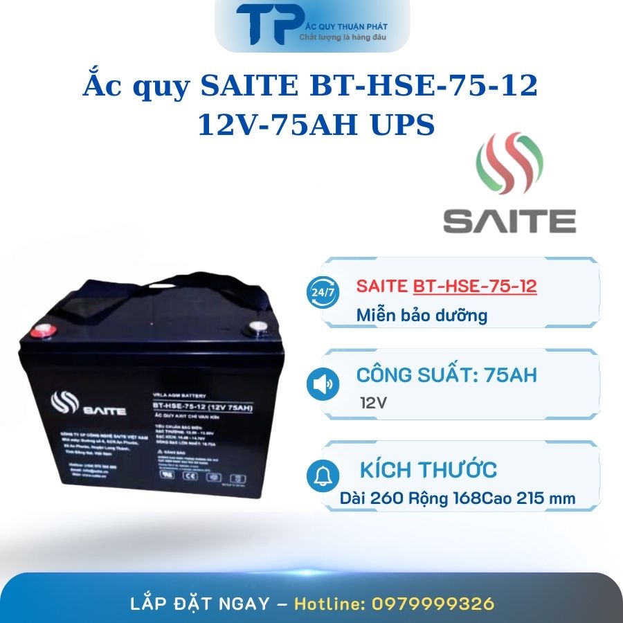 Ắc Quy Saite BT-HSE-75-12 12V - 75AH UPS