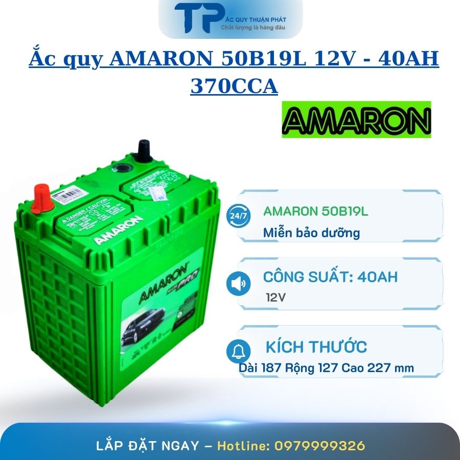 Ắc Quy AMARON 50B19L 12V - 40AH 370CCA