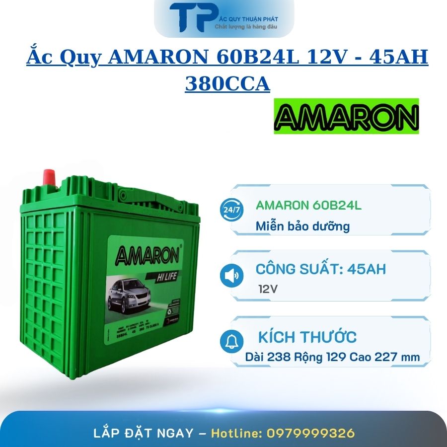 Ắc Quy AMARON 60B24L 12V - 45AH 380CCA