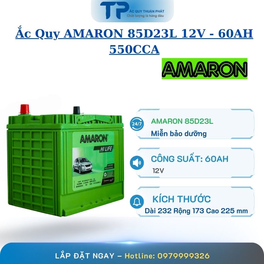 Ắc Quy AMARON 85D23L 12V - 60AH 550CCA