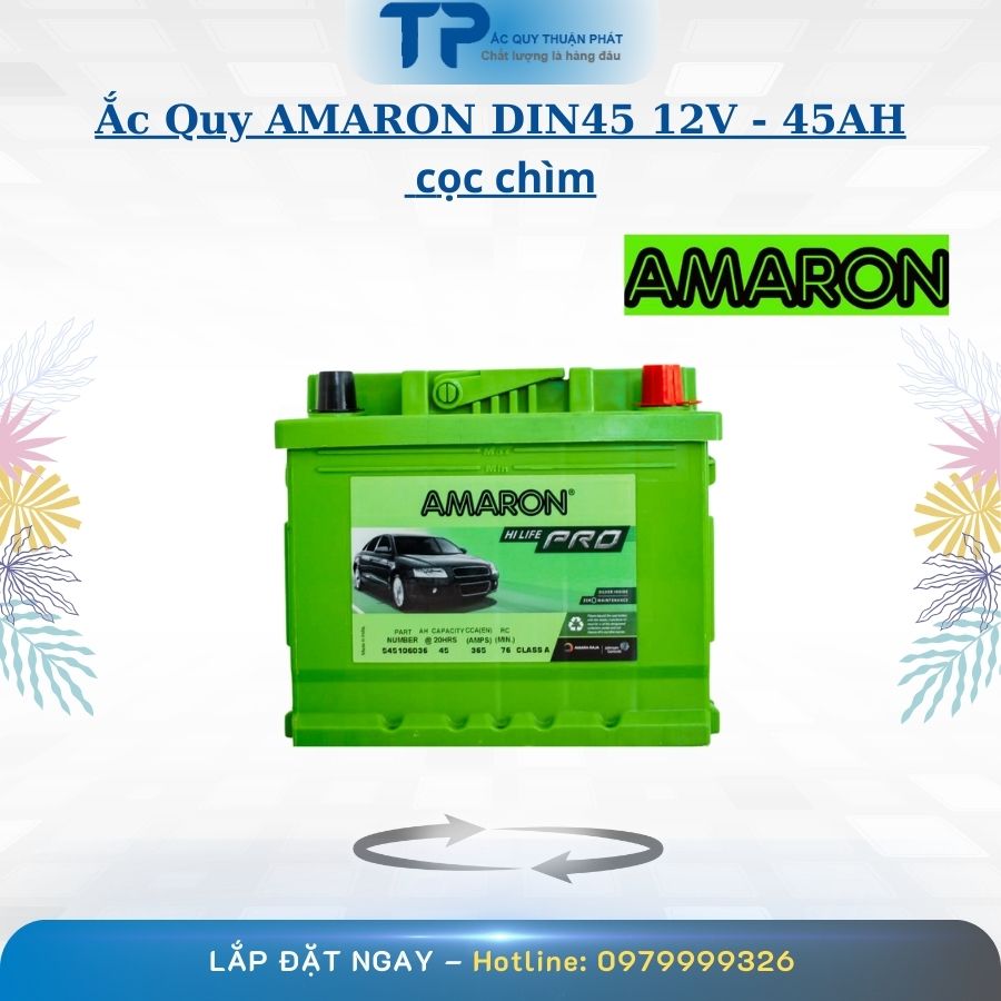 Ắc Quy AMARON DIN45 12V - 45AH cọc chìm