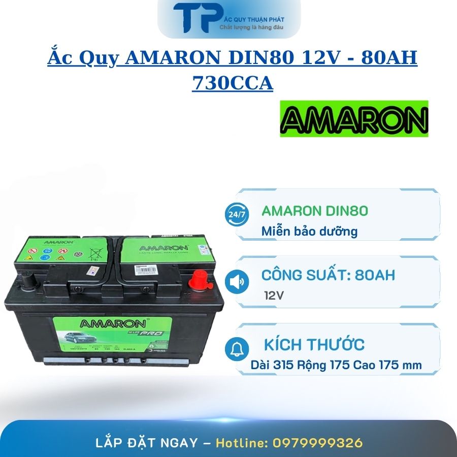 Ắc Quy AMARON DIN80 12V - 80AH 730CCA
