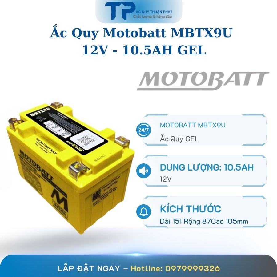 Ắc quy Motobatt MBTX9U 12V - 10.5AH GEL