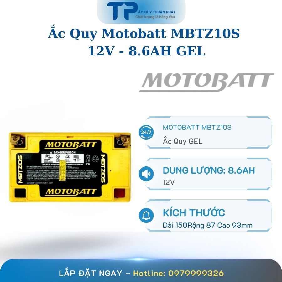 Ắc quy Motobatt MBTZ10S 12V - 8.6AH GEL