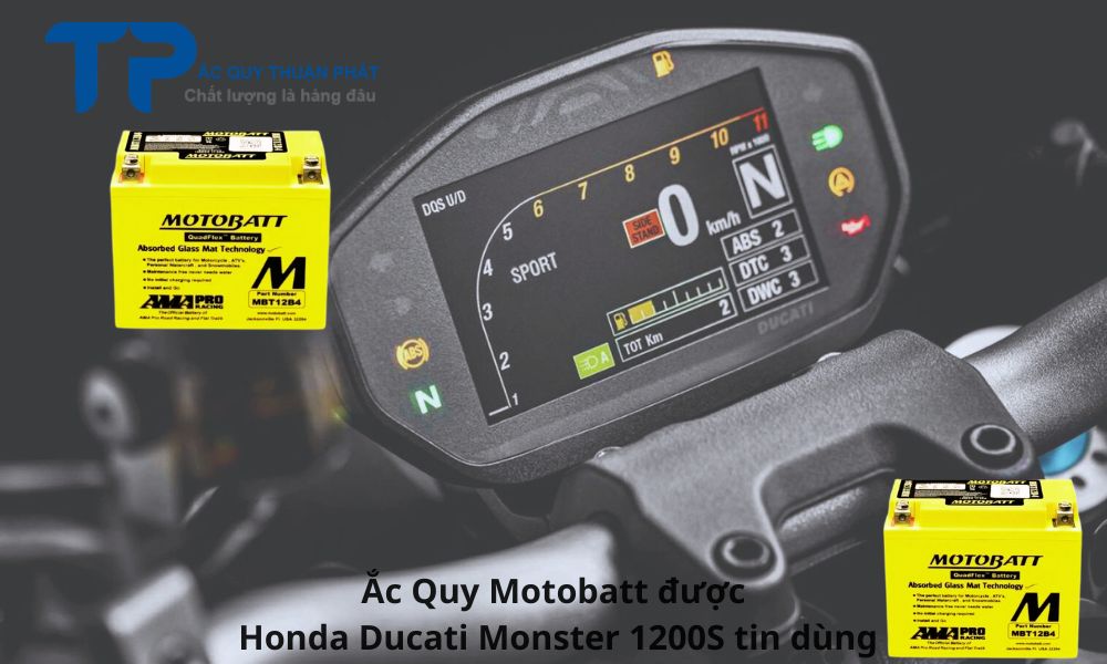 Ắc Quy Motobatt được Honda Ducati Monster 1200S tin dùng