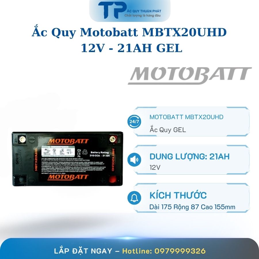 Ắc quy Motobatt MBTX20UHD 12V - 21AH GEL