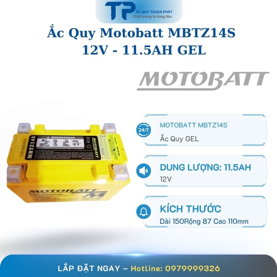 Ắc quy Motobatt MBTZ14S 12V - 11.5AH GEL