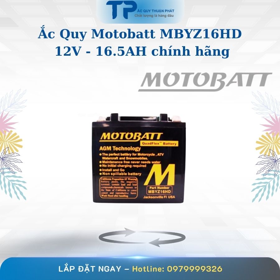 Ắc quy Motobatt MBYZ16HD 12V - 16.5AH chính hãng