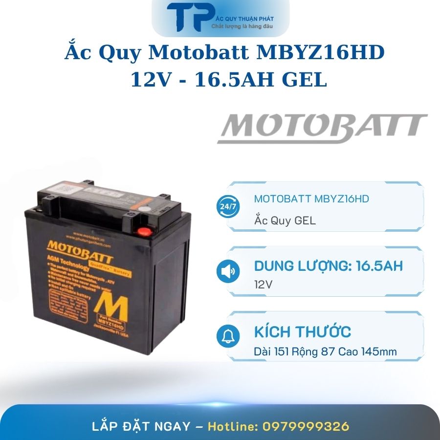 Ắc quy Motobatt MBYZ16HD 12V - 16.5AH GEL