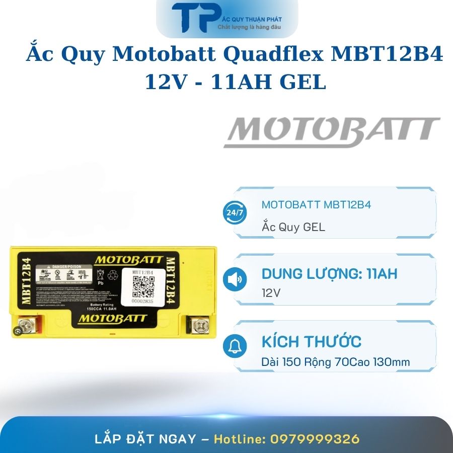 Ắc quy Motobatt Quadflex MBT12B4 12V - 11AH GEL