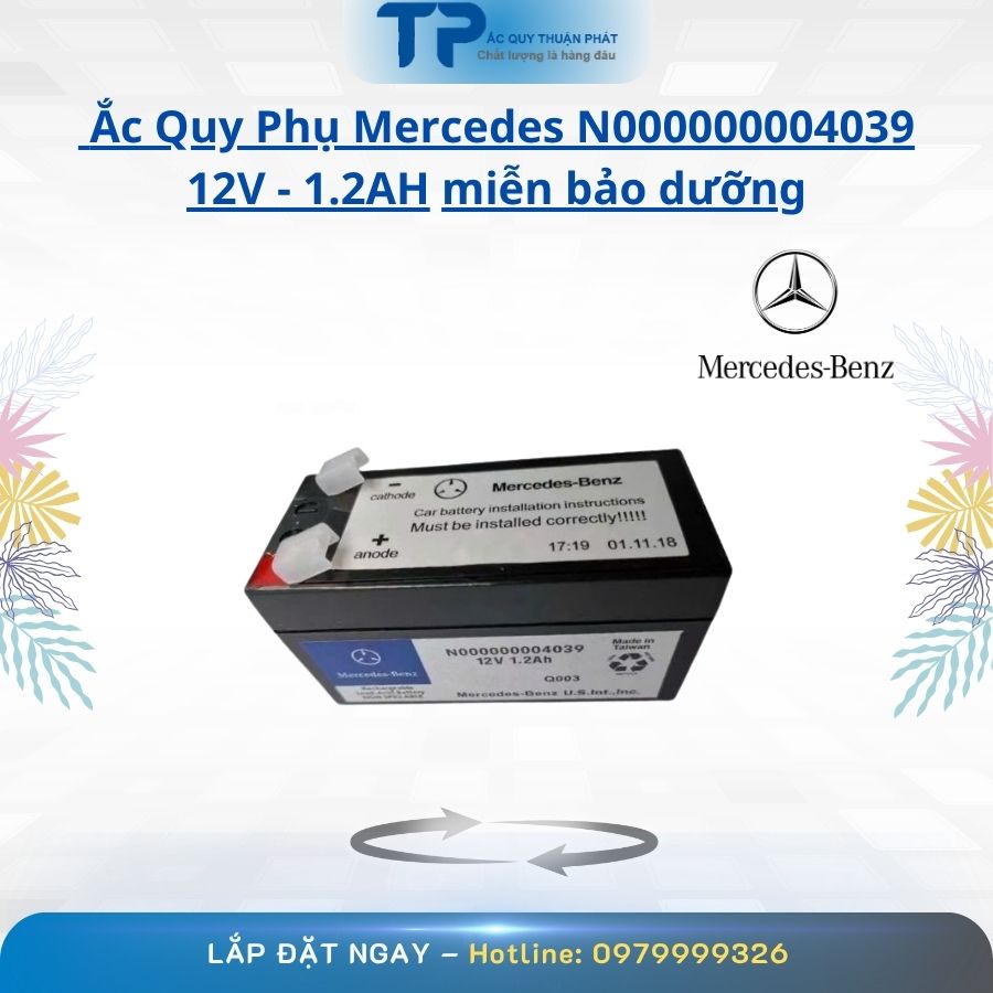 Ắc Quy Phụ Mercedes N000000004039 12V - 1.2AH miễn bảo dưỡng