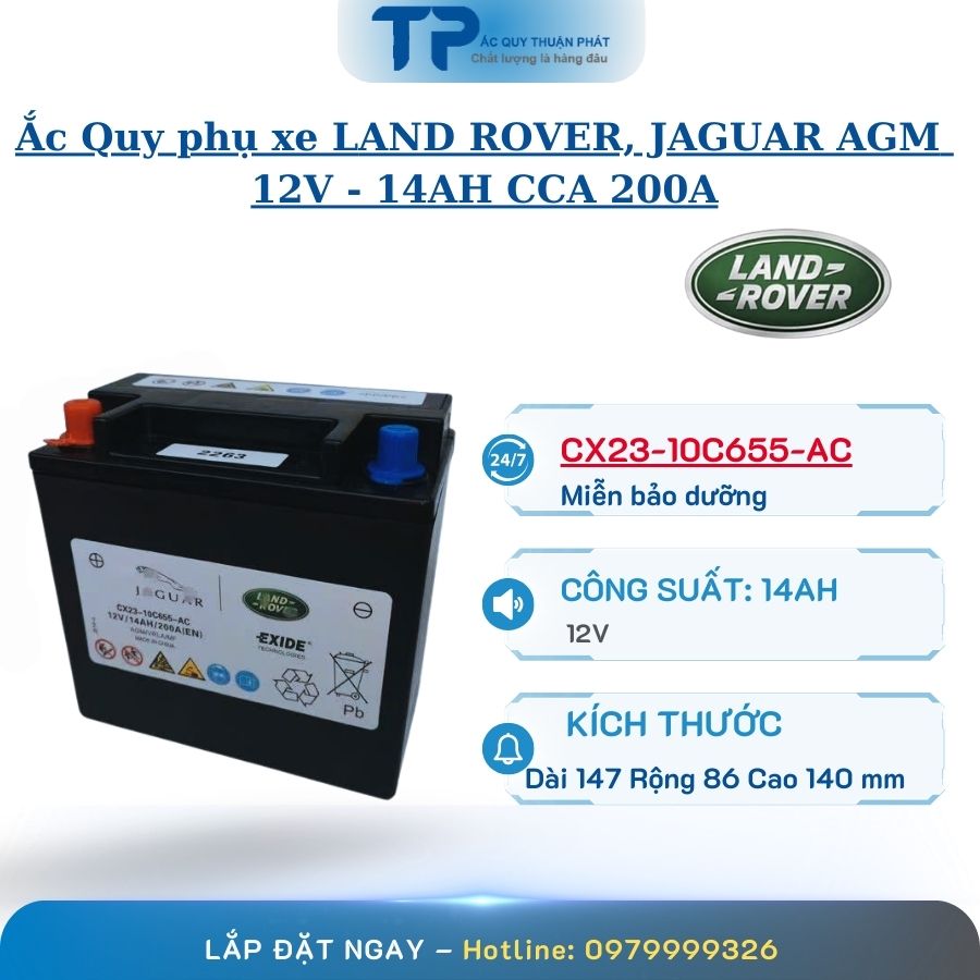 Ắc Quy Phụ xe Land Rover Jaguar AGM 12V - 14AH CCA 200A