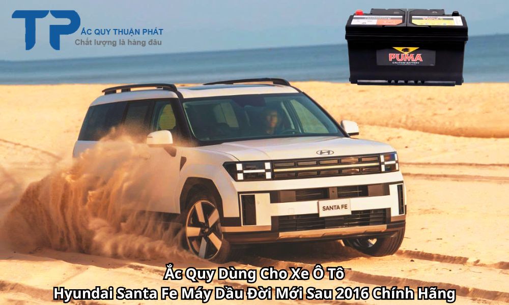 Ắc Quy Dùng Cho Xe Ô Tô Hyundai Santa Fe Máy Dầu Đời Mới Sau 2016 Chính Hãng