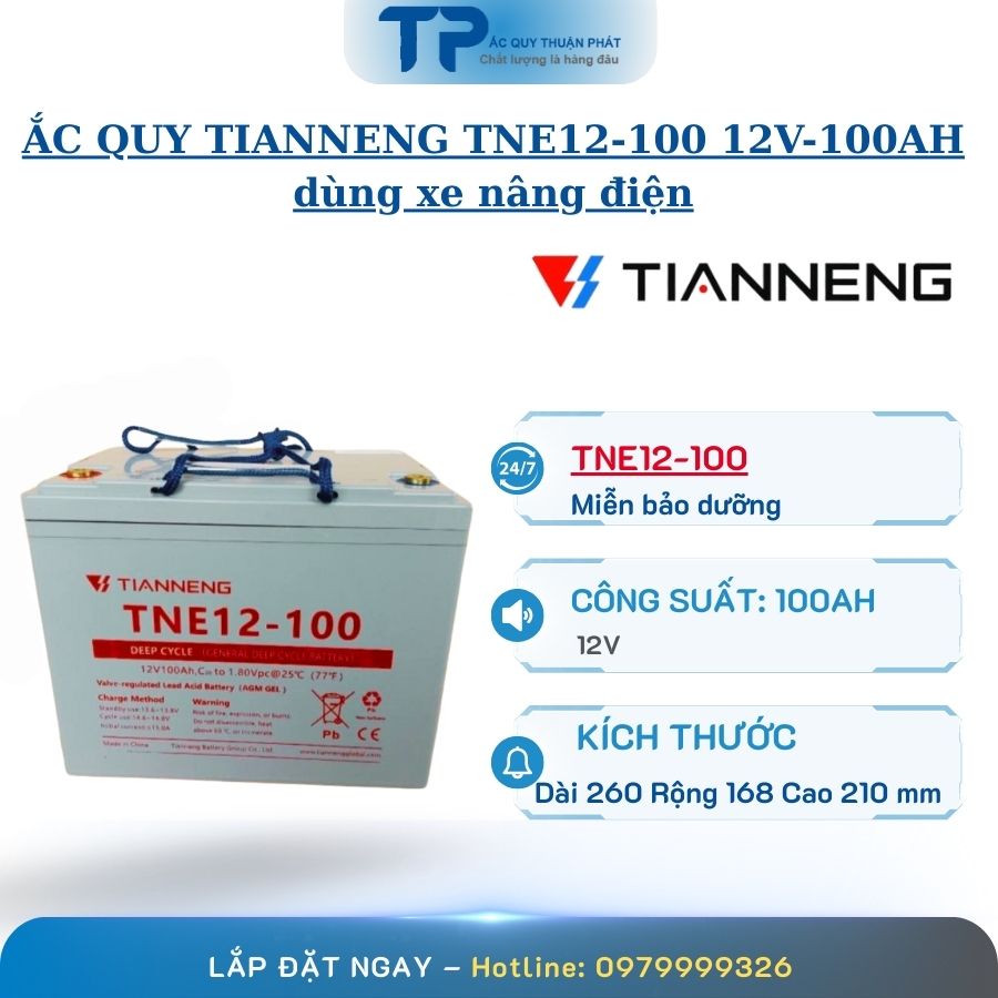 Ắc Quy Tianneng TNE12-100 12V - 100AH dùng xe nâng điện