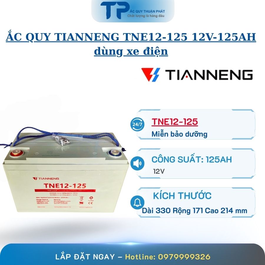 Ắc Quy Tianneng TNE12-125 12V - 125AH dùng máy chà sàn
