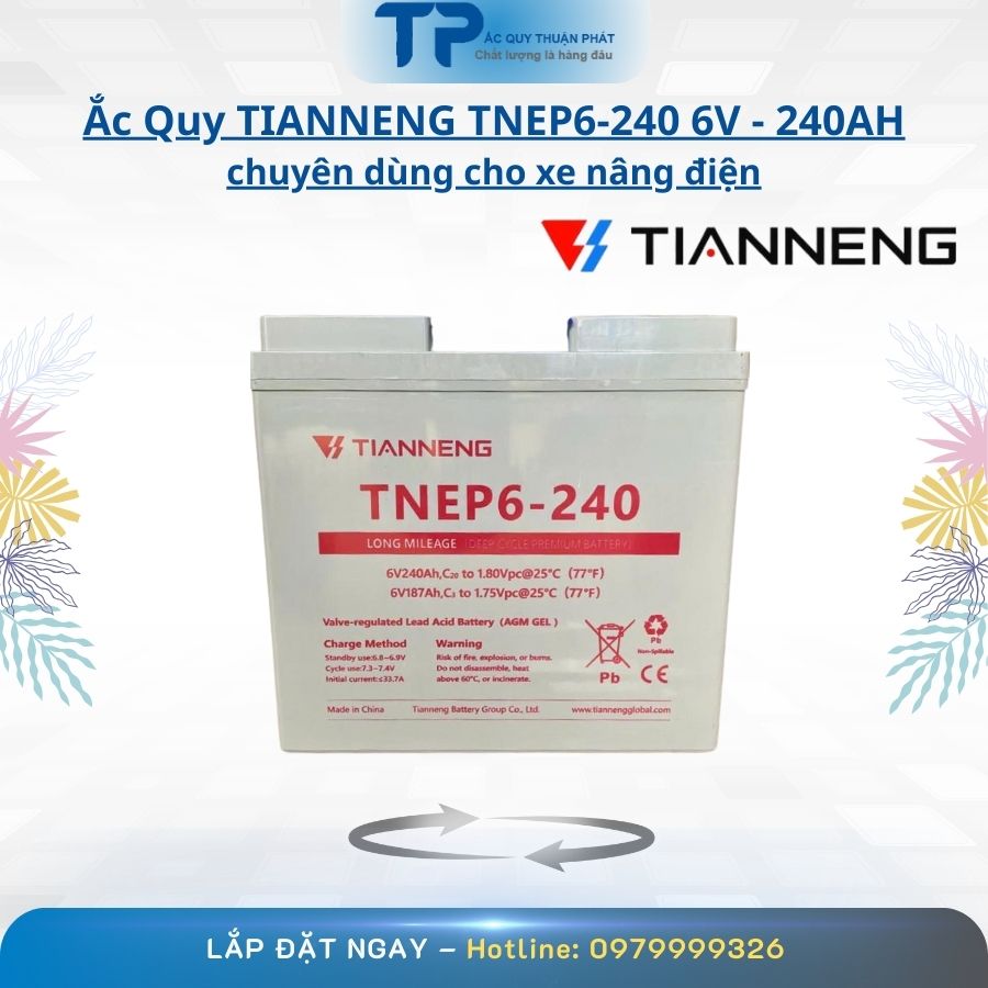 Ắc Quy Tianneng TNEP6-240 6V - 240AH chuyên dùng cho xe nâng điện
