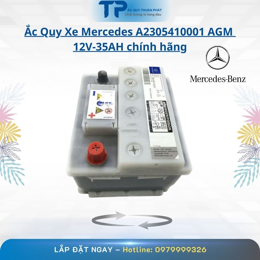 Ắc Quy Xe Mercedes A2305410001 AGM 12V - 35AH chính hãng
