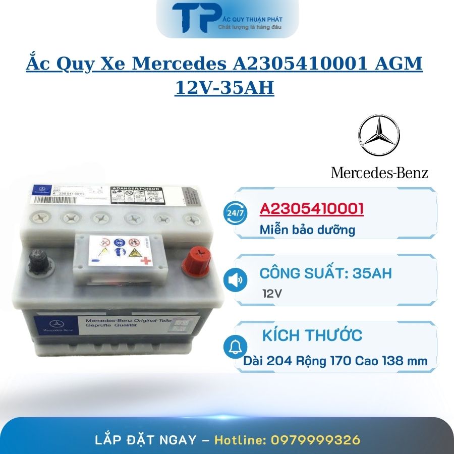 Ắc Quy Xe Mercedes A2305410001 AGM 12V - 35AH giá tốt