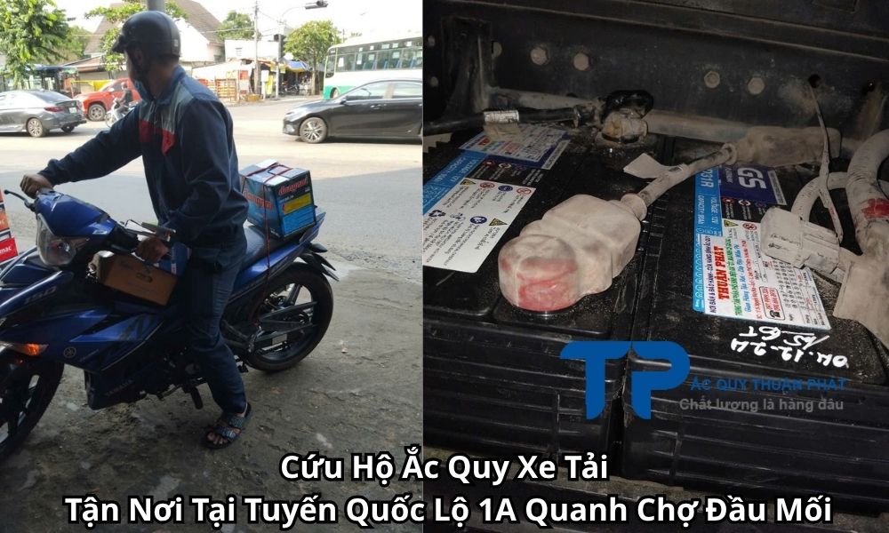 Cứu Hộ Ắc Quy Xe Tải Tận Nơi Tại Tuyến Quốc Lộ 1A Quanh Chợ Đầu Mối