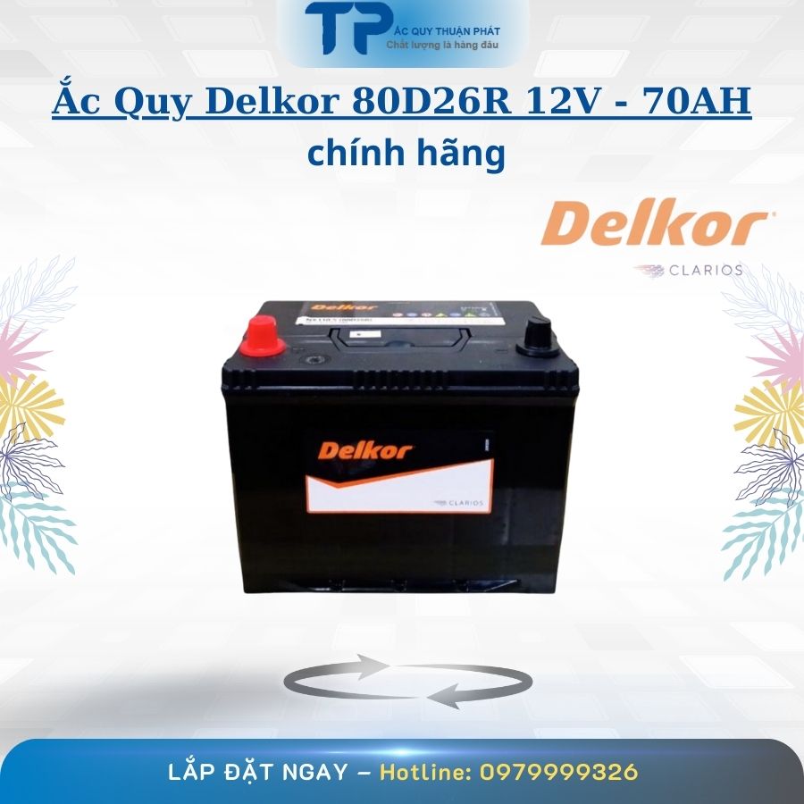 Ắc Quy Delkor 80D26R 12V - 70AH chính hãng