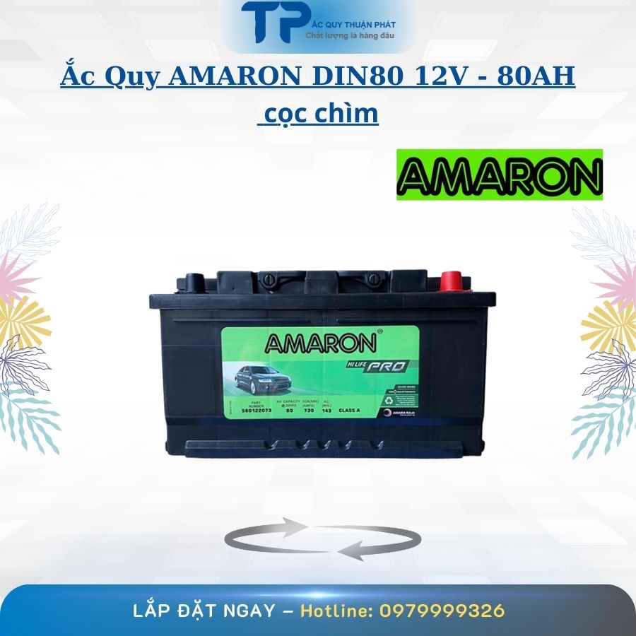 Ắc Quy AMARON DIN80 12V - 80AH cọc chìm