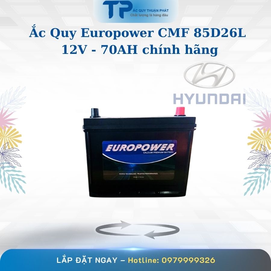 Ắc quy Europower CMF 85D26L 12V  -70AH chính hãng
