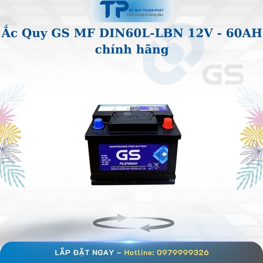 Ắc Quy GS MF Din60 LBN 12V-60Ah Chính Hãng