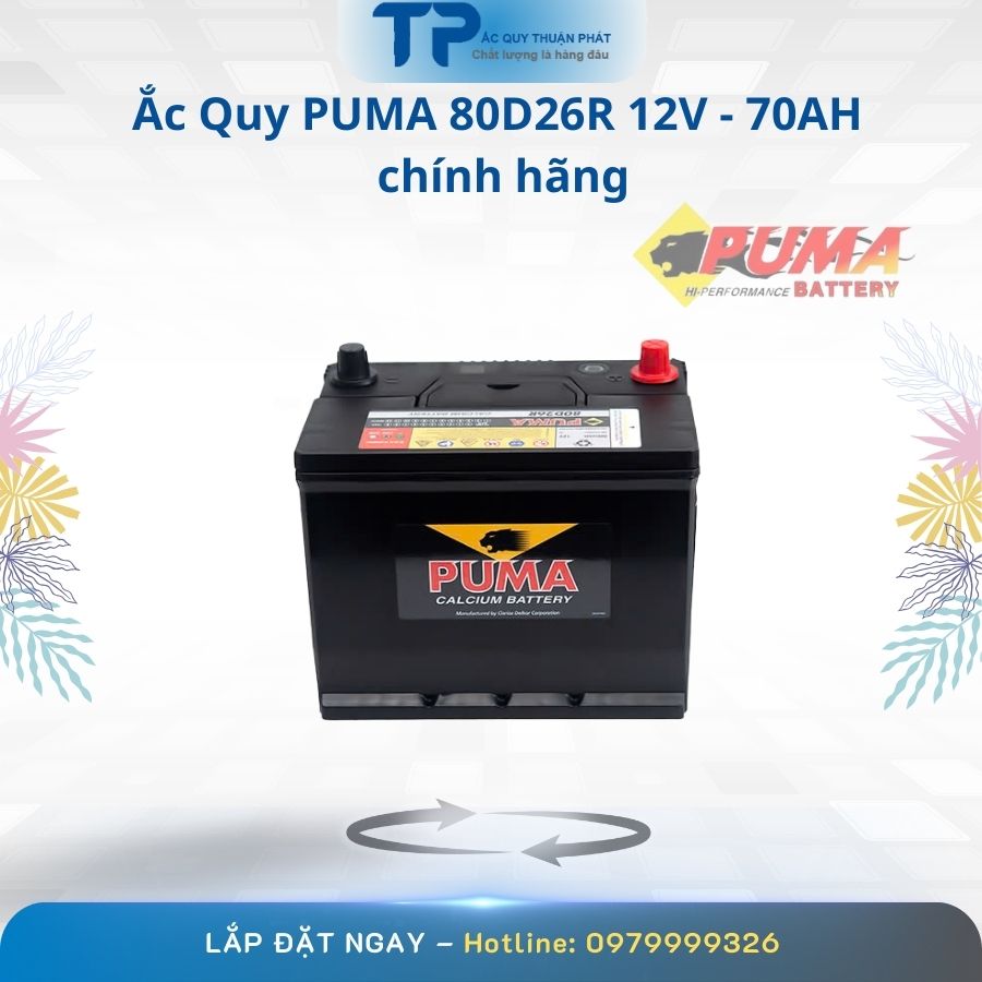 Ắc Quy PUMA 80D26R 12V - 70AH chính hãng