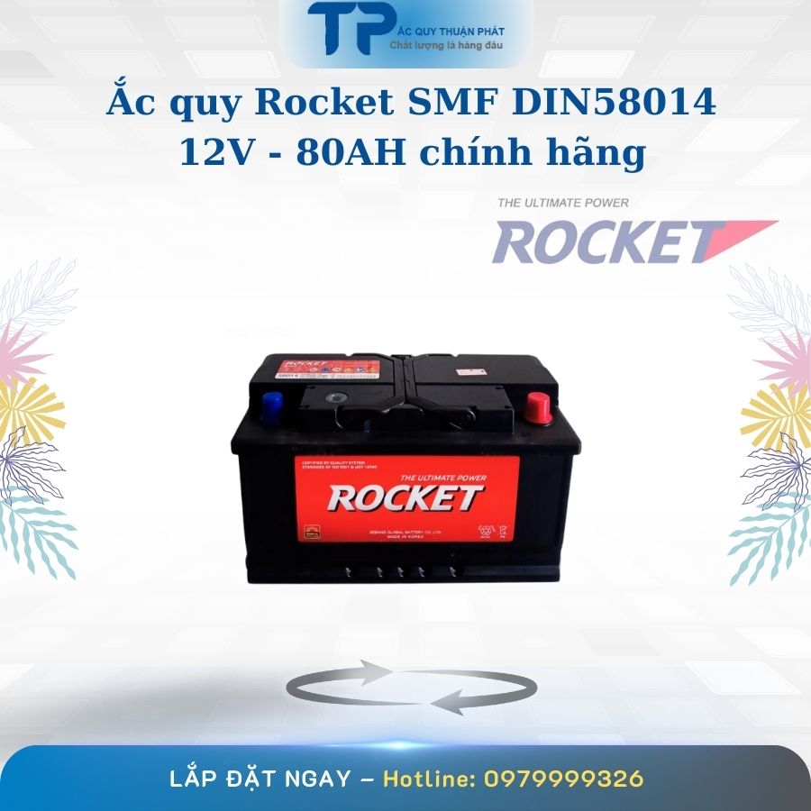 Ắc quy Rocket SMF DIN58014 12V - 80AH chính hãng