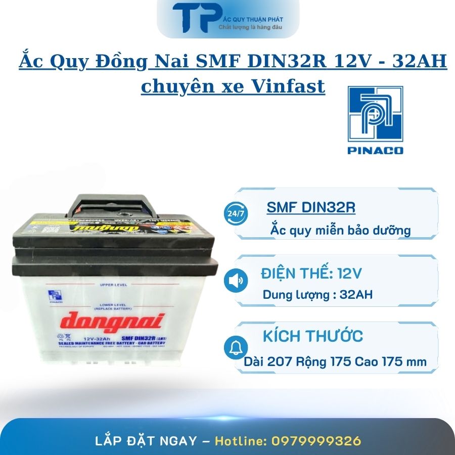 Ắc Quy Đồng Nai SMF DIN32R 12V-32AH chuyên dùng xe Vinfast