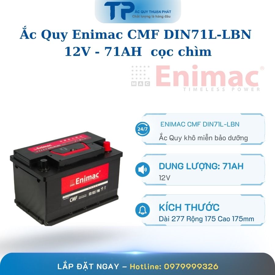 Ắc quy Enimac CMF DIN71L-LBN 12V - 71AH cọc chìm
