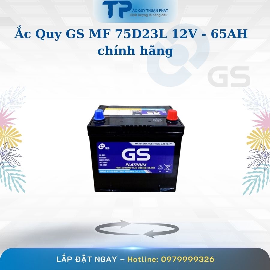 Ắc quy GS MF 75D23L 12V - 65AH chính hãng