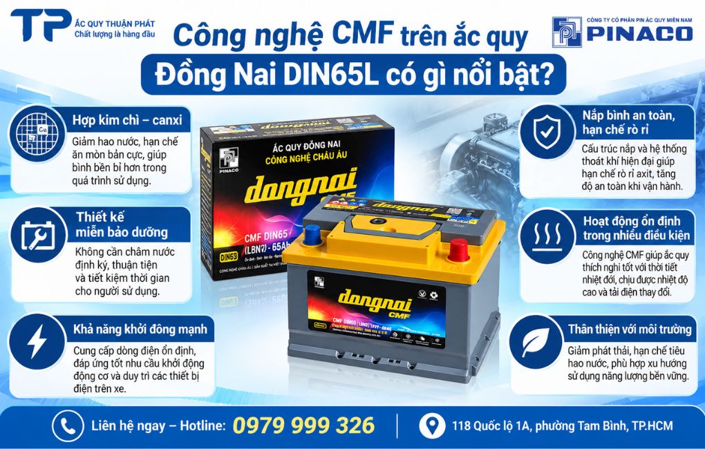 Công nghệ CMF trên ắc quy Đồng Nai DIN65L có ý nghĩa gì