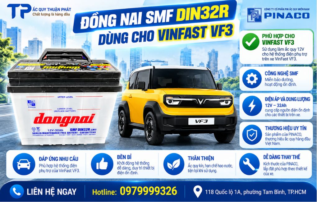 Đồng Nai SMF DIN32R dùng cho Vinfast Vf3