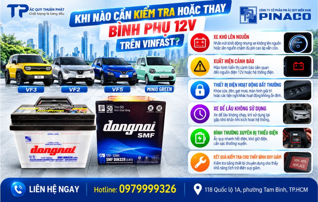 Khi nào cần kiểm tra hoặc thay bình phụ 12V trên Vinfast