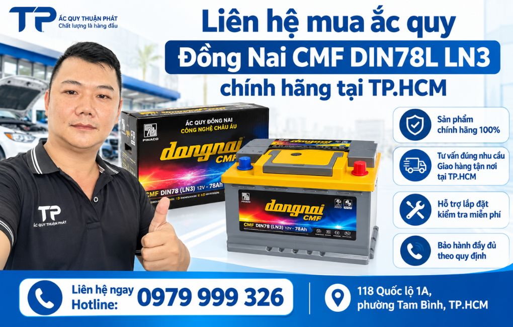 Liên hệ mua ắc quy Đồng Nai CMF DIN78L tại TPHCM