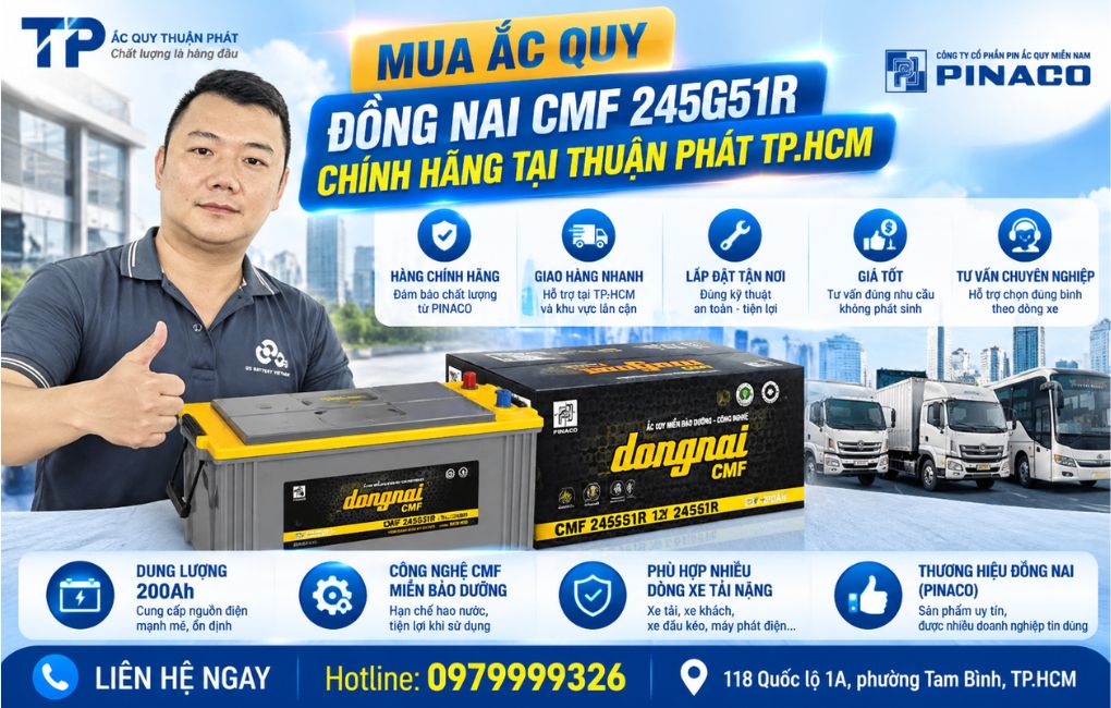 Mua ắc quy Đồng Nai CMF 245G41R chính hãng tại Thuận Phát