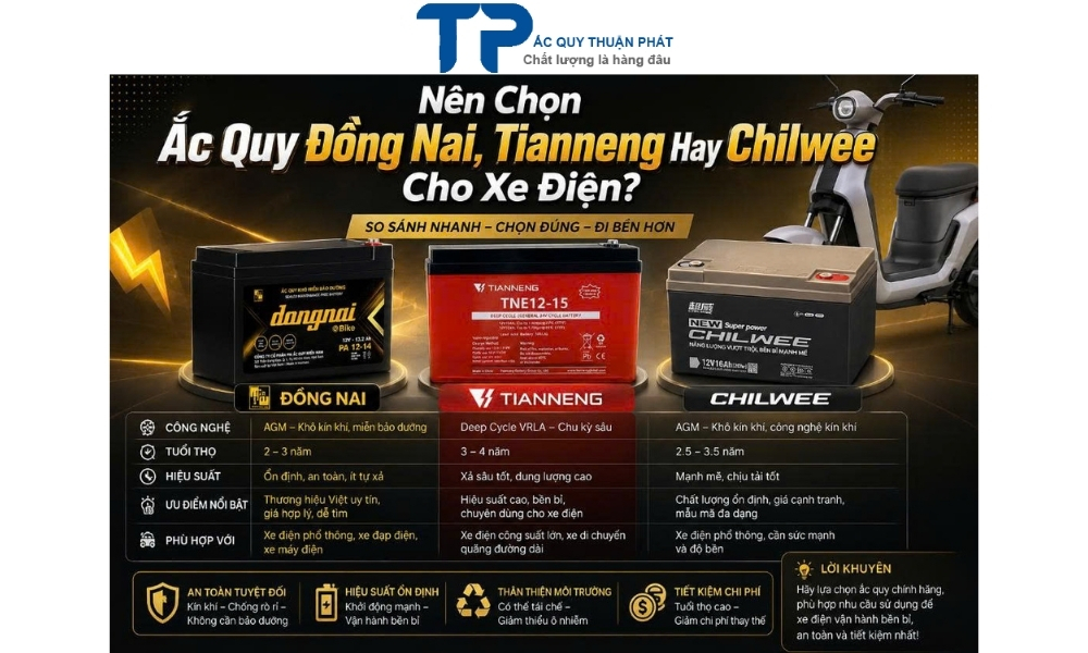 Nên Chọn Ắc Quy Đồng Nai, Tianneng Hay Chilwee Cho Xe Điện?