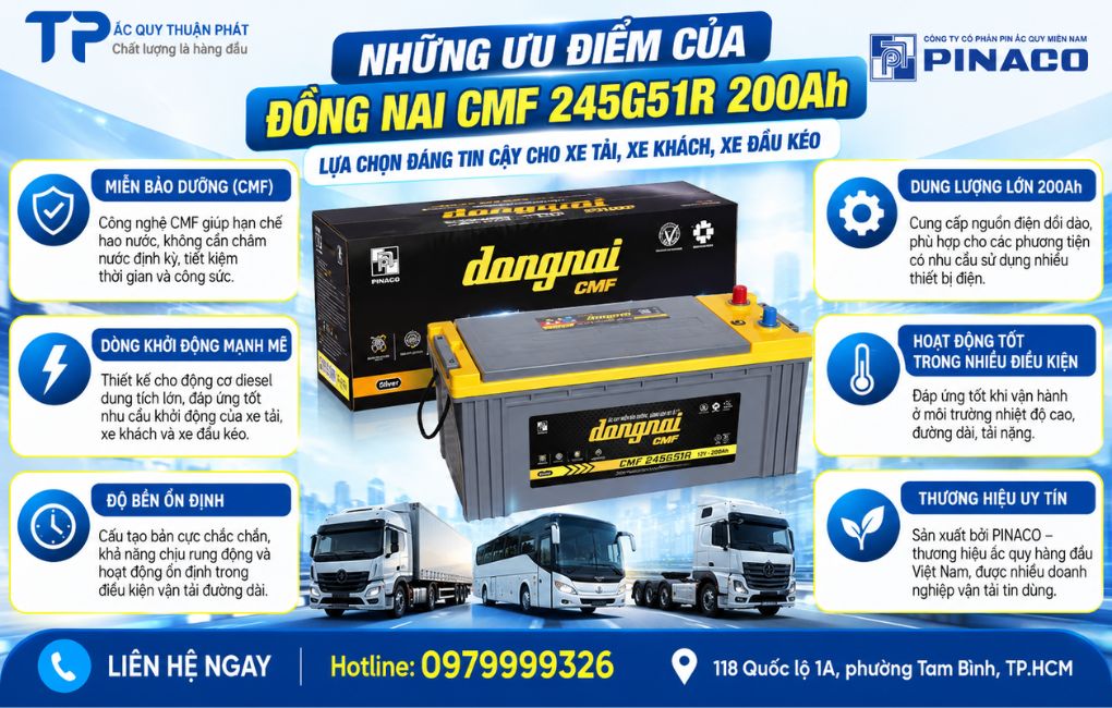 Những ưu điểm của Đồng Nai CMF 345G51R 200AH