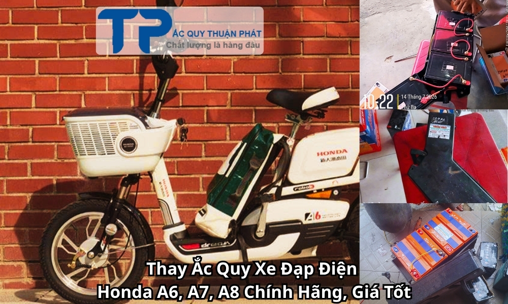 Thay Ắc Quy Xe Đạp Điện Honda A6, A7, A8 Chính Hãng, Giá Tốt