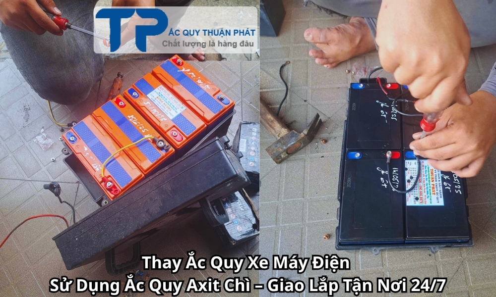 Thay Ắc Quy Xe Máy Điện Sử Dụng Ắc Quy Axit Chì – Giao Lắp Tận Nơi 24/7