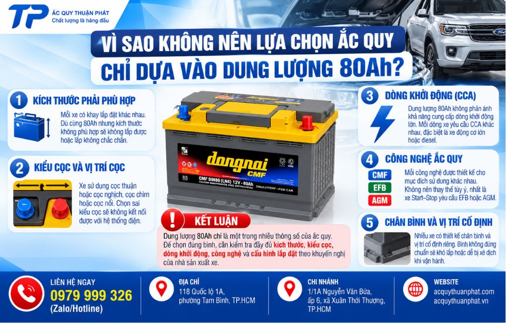 Vì sao không nên lựa chọn ắc quy chỉ dựa vào dung lượng
