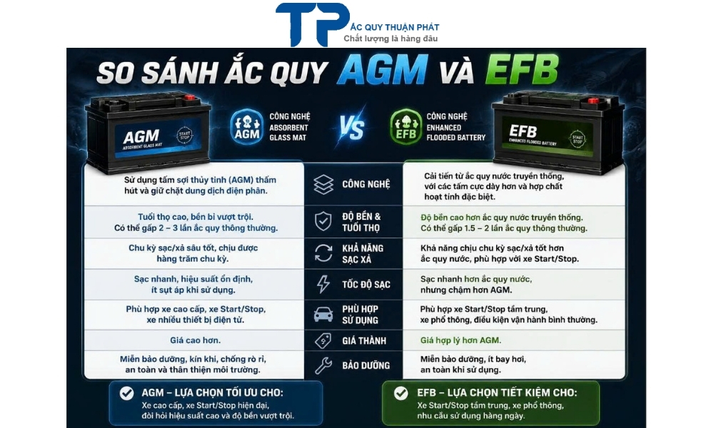 So sánh ắc quy AGM và EFB